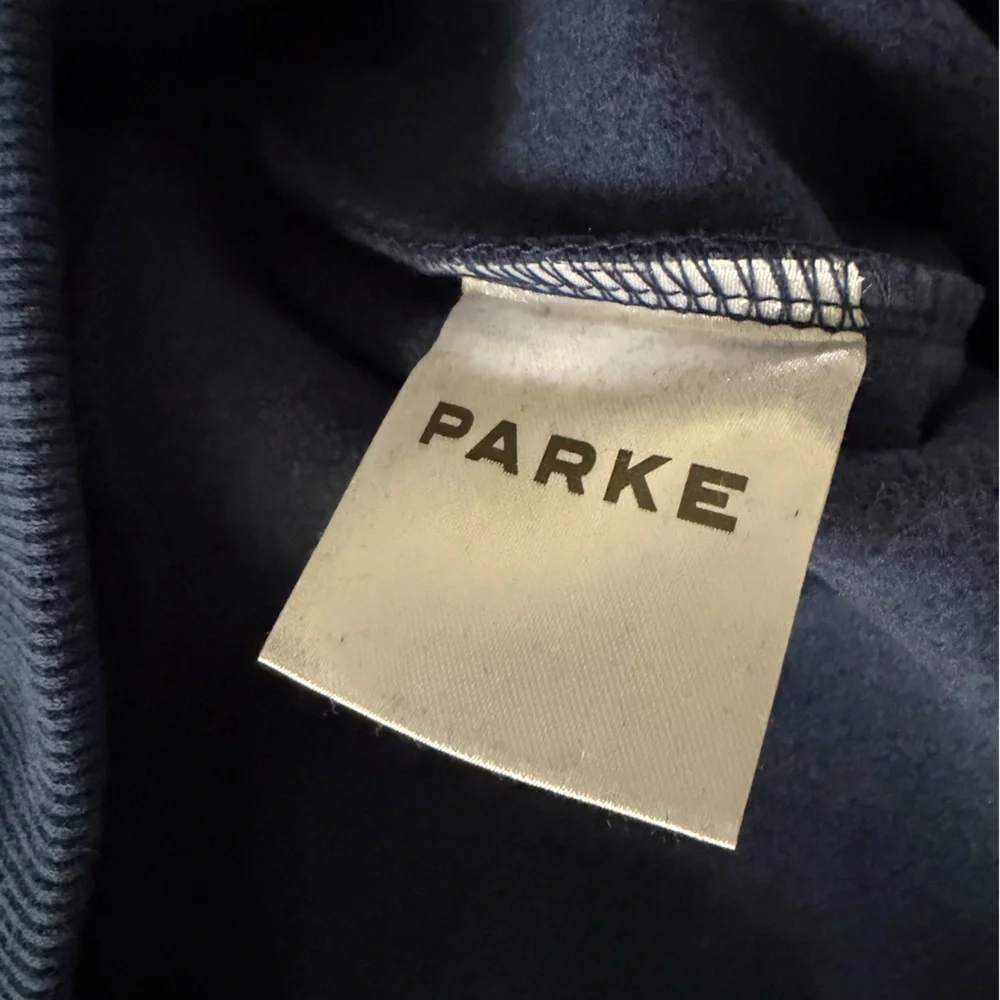 Parke Varsity Mockneck Sweatshirt Denim + White NWT - Picture 6 of 9